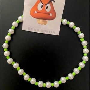 green bead goblin pearl necklace one size fits all (fit is snug)